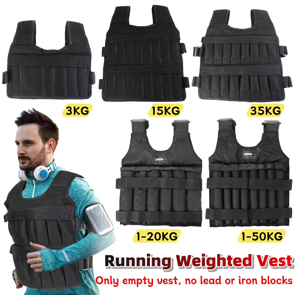 Running Weighted Vest 3/15/35Kg 1-20/1-50KG Adjustable Workout Weight Vest Exercise Vest for Workout Strength Training Running